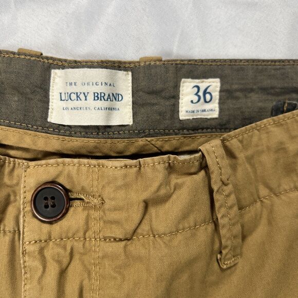 Lucky Brand Chino Pants Men's Size 36 Tan Flap Pockets - Picture 6 of 14